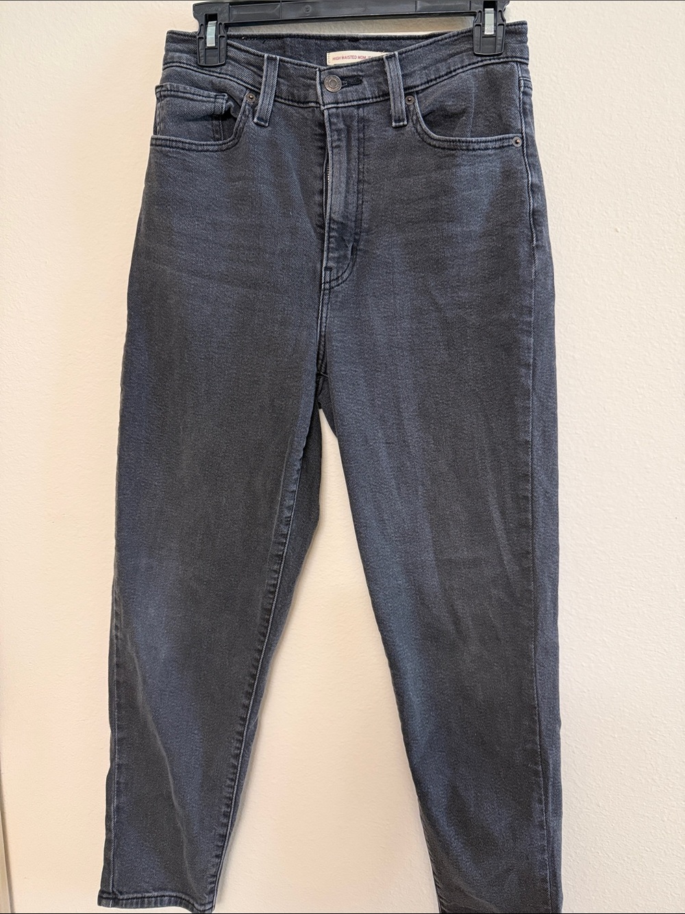 High-Rise Straight Black Denim Jeans